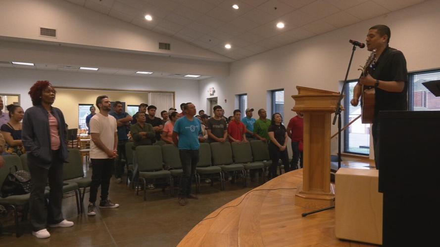 Christ Chapel Chaplain Pavel Urruchi leads worship Monday, April 15, 2024
