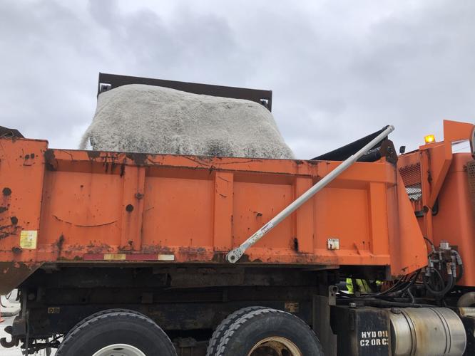 Salt truck being filled