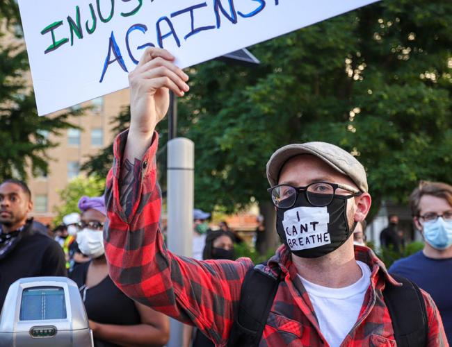 Protester holds sign during 5-29-20 protest
