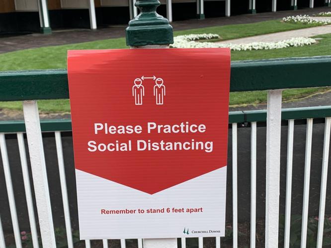 Social distancing sign at Churchill Downs 4-28-21.jpg