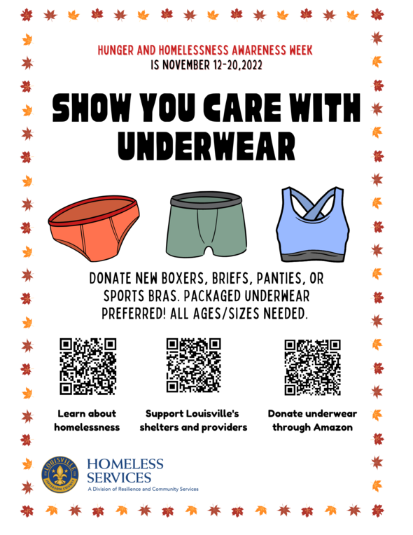 Metro Government holding underwear donation drive for Hunger and Homeless  Awareness Week, Local News