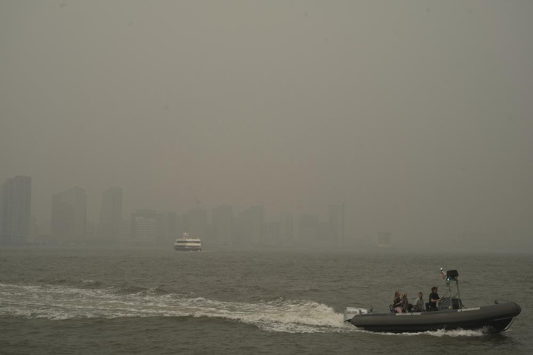 Hazy New Jersey skyline