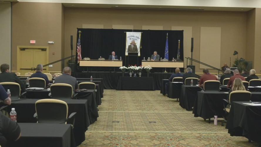 Indiana Gov. Eric Holcomb appears at 86th annual Fraternal Order of Police state conference in Indiana