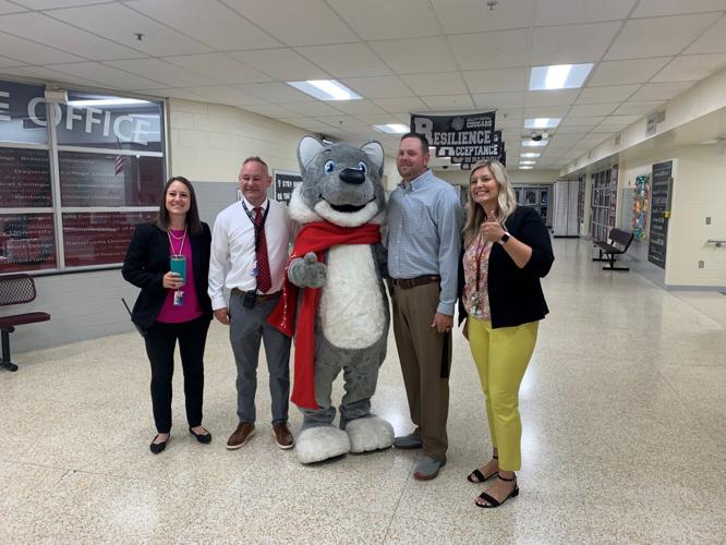 WDRB's Snow Fox with Bullitt Central Principal and Staff
