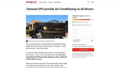 Online petition asks UPS to add air conditioning to delivery trucks