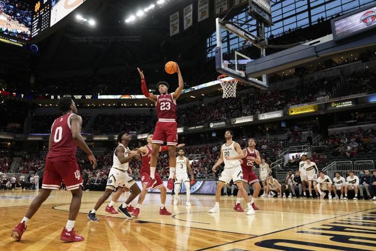 Indiana forward Trayce Jackson-Davis grabs a rebound during the second half of an NCAA game against Notre Dame.jpeg