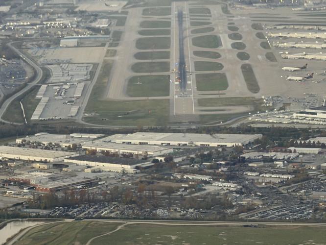 Aerial of UPS plane crash site in Louisville 11-5-25