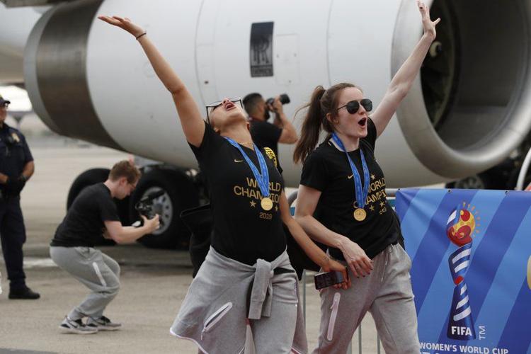 US WOMEN SOCCER WORLD CUP CHAMPS ARRIVE HOME - AP - 7-8-19 2.jpeg