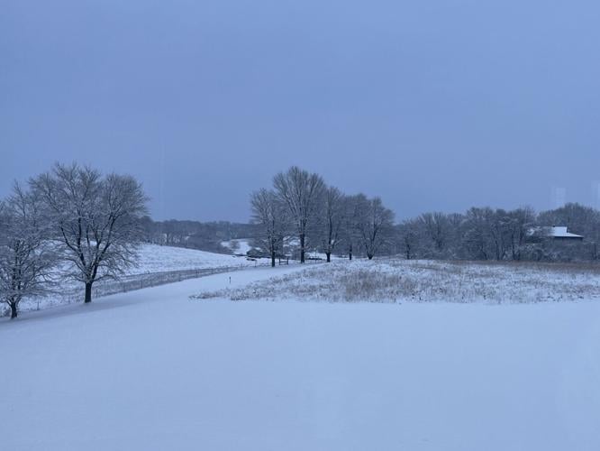 Snow-covered landscape in southern Indiana