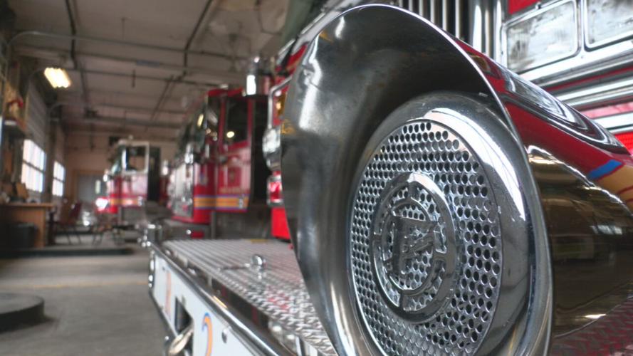 Louisville Fire Dept. engine parked inside headquarters
