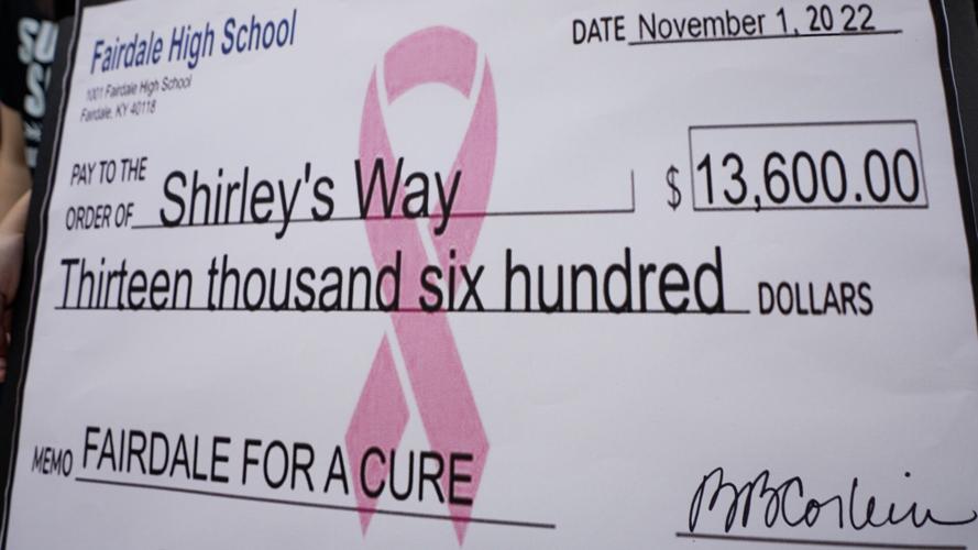 Fairdale High School volleyball team presents check to Shirley's Way on Nov. 2, 2022