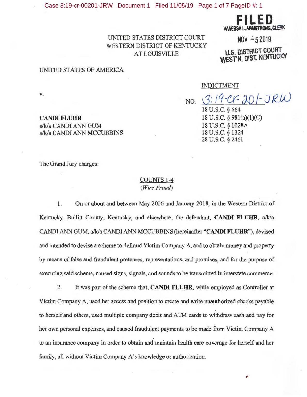 Candi Fluhr Indictment