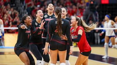 Louisville volleyball celebration