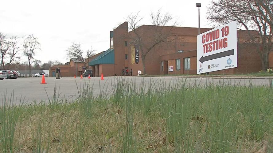 A COVID-19 testing site at Fairdale High School