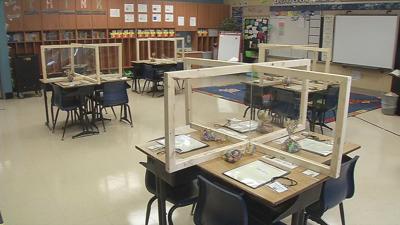 Indiana classroom with COVID-19 protections