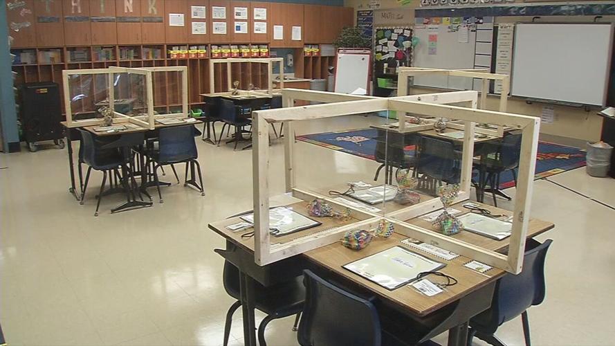 Indiana classroom with COVID-19 protections