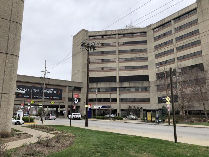 U of L Hospital building mug