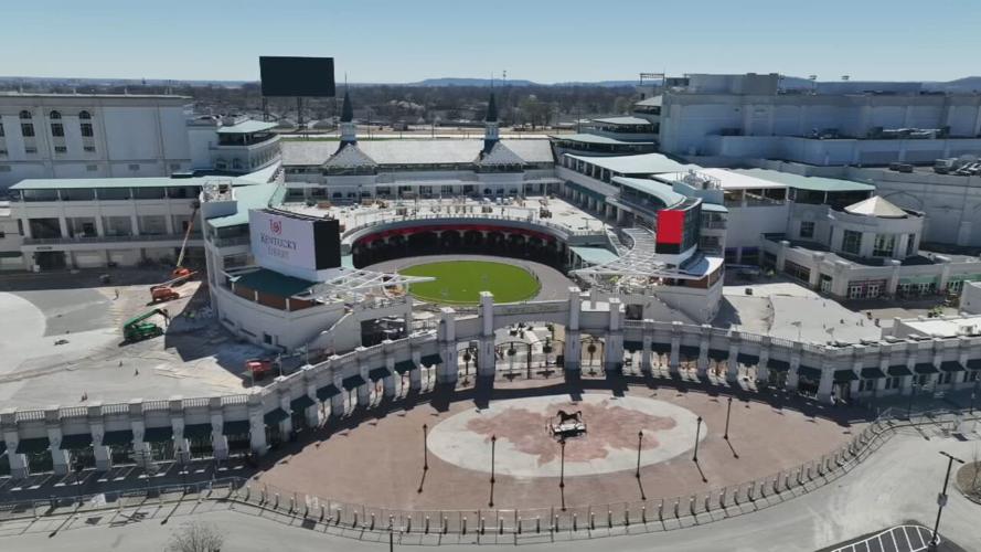 WDRB drone image shows the paddock change at Churchill Downs ahead of Kentucky Derby 150