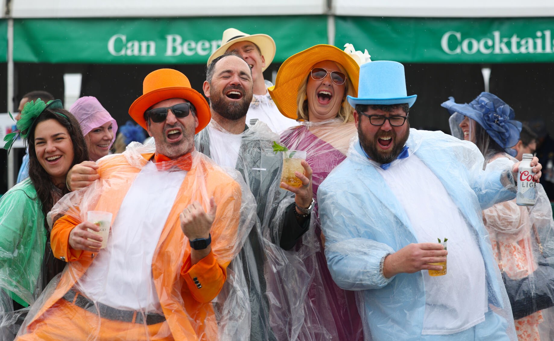 Group sings a song in infield.JPG
