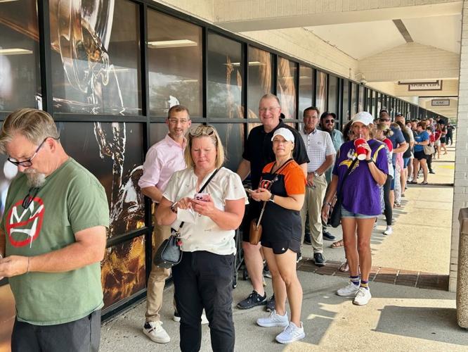 Jim Gaffigan at Middletown Kroger signing bourbon bottles - 9.14.25