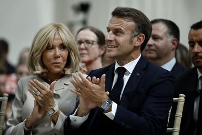 France's President Emmanuel Macron and his wife Brigitte Macron 7-9-2025