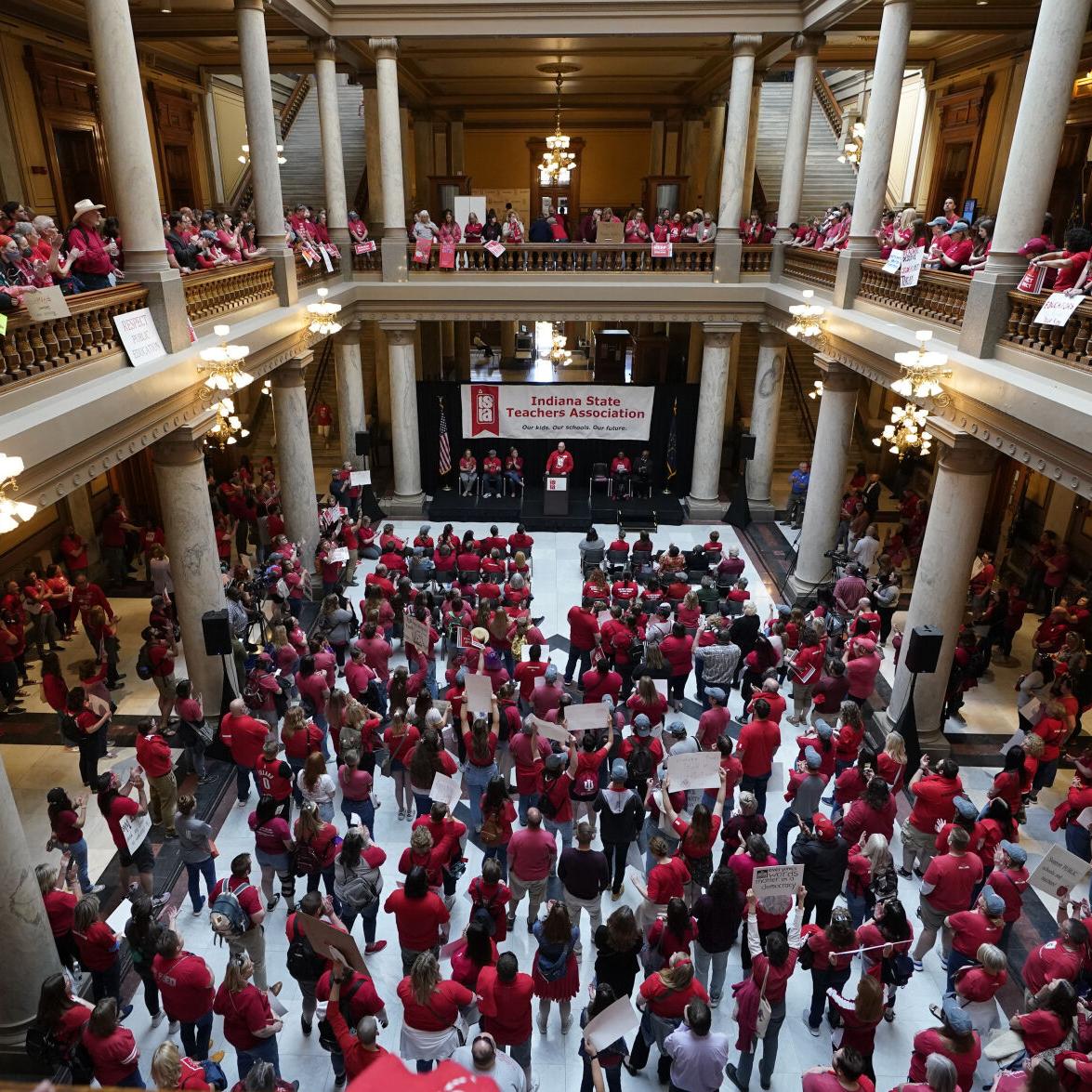 Indiana teachers unions rally for more funding, a stop to harmful  legislation - Indiana Capital Chronicle