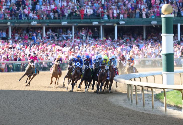 Horses near First Turn at Oaks.JPG