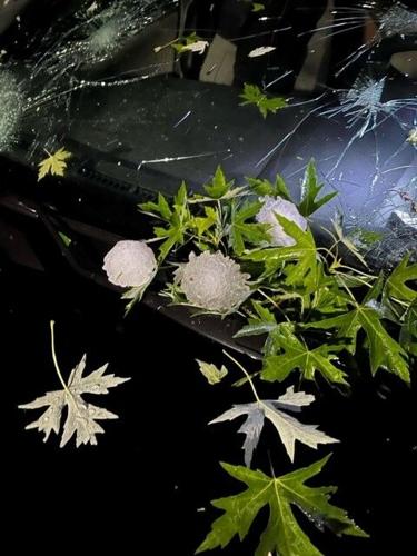 Hail damages car in Corydon, Indiana