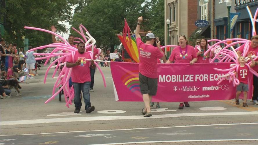 Group walking in the Southern Indiana Pride Parade