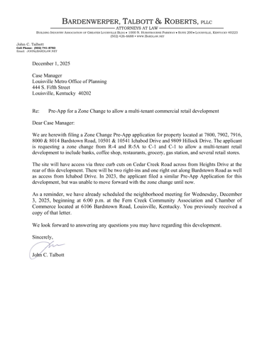 Letter to the Louisville Metro Office