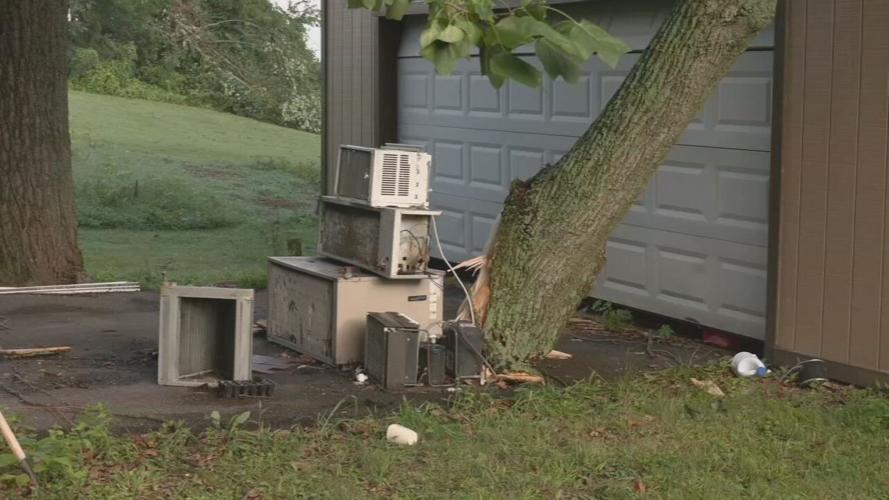 Salem Storm Damage - rubble near garage door