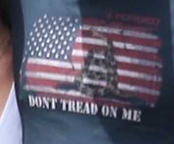 Chris Pratt Flag T-shirt closeup