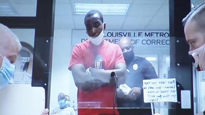 Jamarcus Glover in arraignment court on Aug. 28, 2020