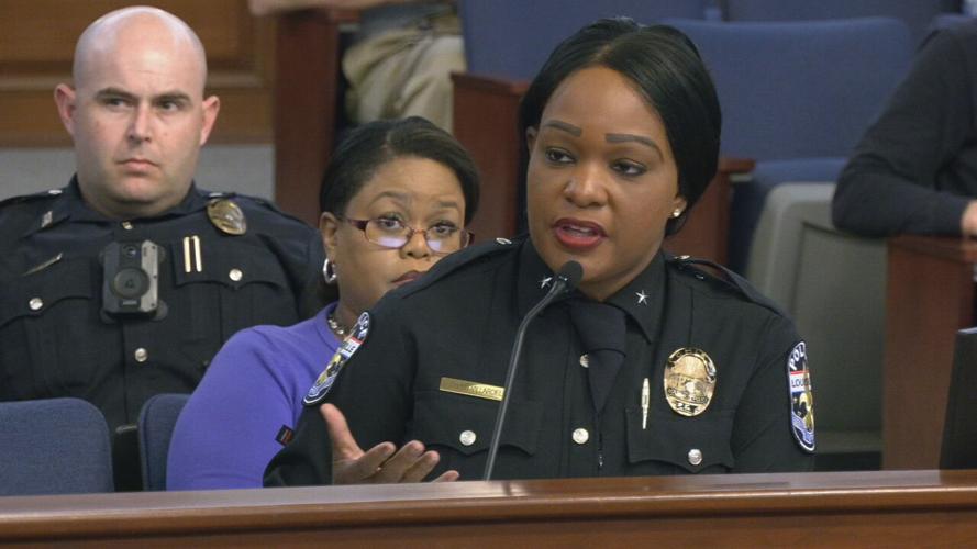 LMPD Interim Chief Jacquelyn Gwinn-Villaroel at council budget hearing 6-8-23