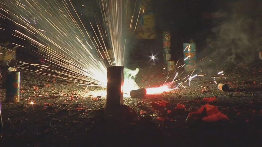 Fireworks on street