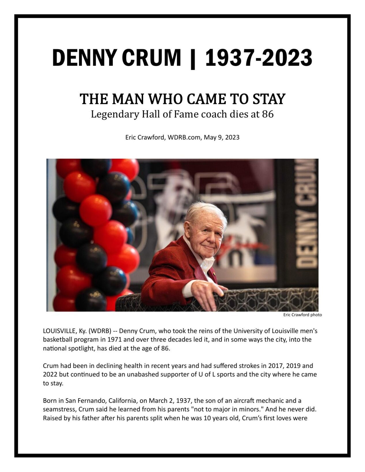 PDF: Eric Crawford's Denny Crum remembrance piece