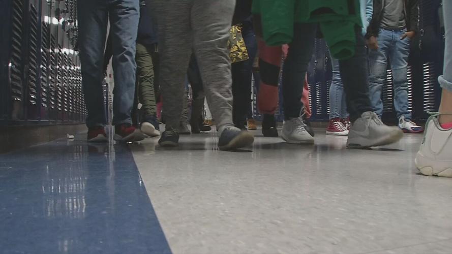 students feet hallway
