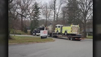 Pumper truck donated by Jeffersontown Fire Department to Dawson Springs