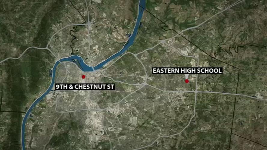 MAP: Intersection of South 9th Street and West Chestnut Street, along with Eastern High School