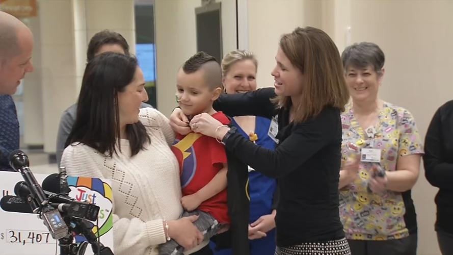 'Super Drew' - 5-year-old Drew Esposito makes donation to Norton Children's Hospital - Jan. 16, 2020