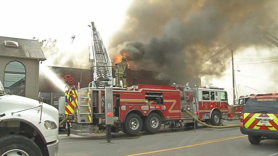 Fire department, firefighters at fire scene