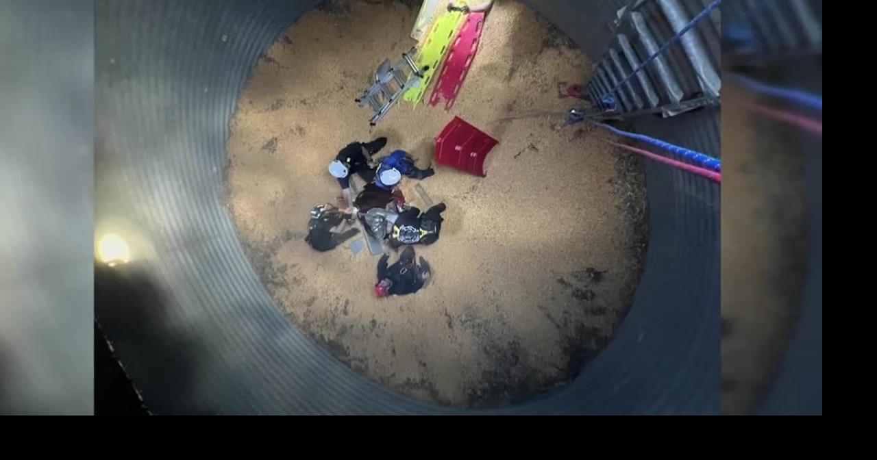 Farmer rescued after falling into grain bin Wdrbvideo