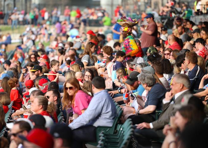 Crowd on first base line at Bats game.JPG
