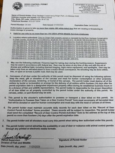 Origin Park Hunting Permit