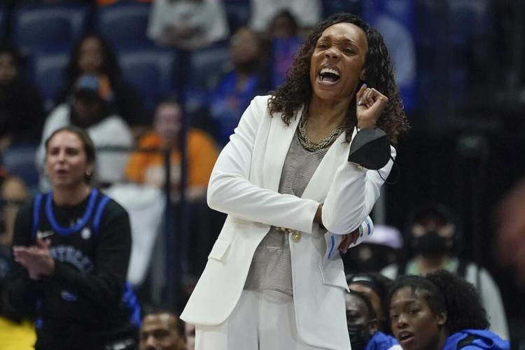 Kentucky head coach Kyra Elzy watches the action in the first half against South Carolina.jpeg
