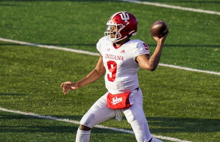 Indiana quarterback Michael Penix Jr. throws a pass during the second quarter of the team's NCAA college football game against Rutgers