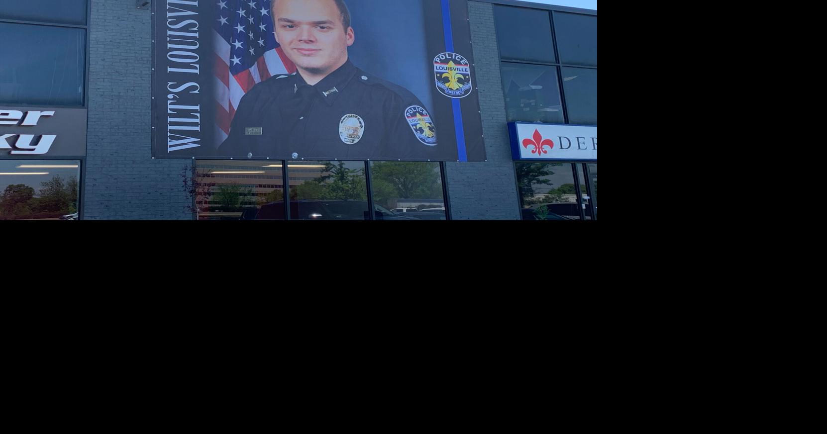 'Wilt's Louisville' banner on Jeffersontown building honors LMPD