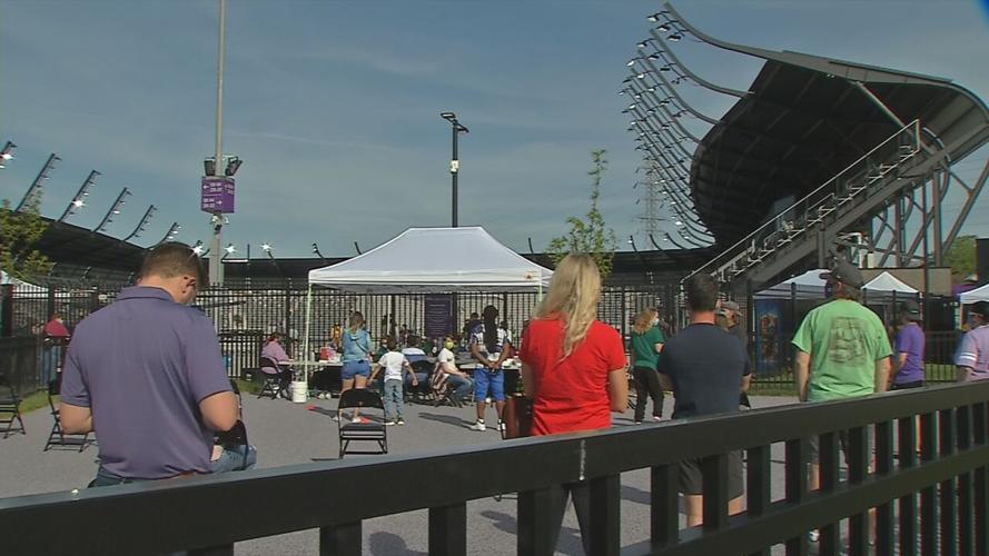 A vaccination clinic at Lynn Family Stadium in Louisville, Ky.
