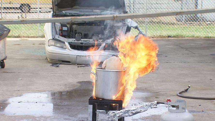 Local fire departments hold turkey fryer safety demonstration for upcoming holiday season