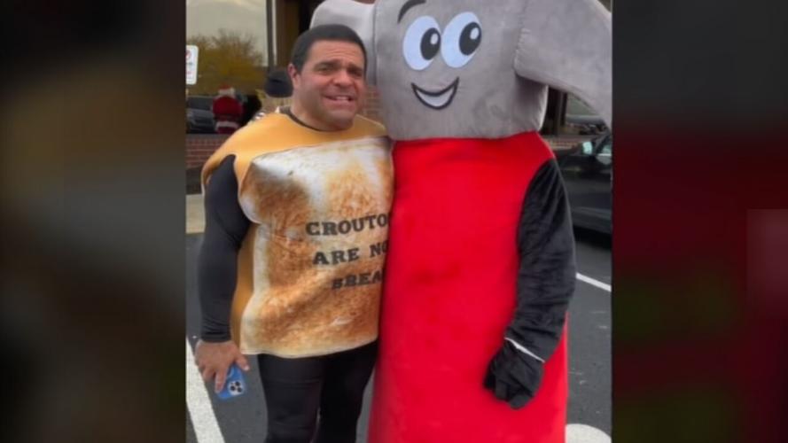 Darryl Isaacs in 'croutons are not bread' shirt